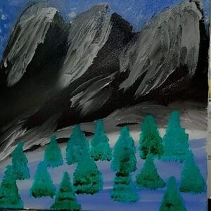 An original painting by me mountain scene .